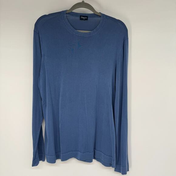 Drumohr Sweater Mens XL 30/GG Blue Crew Neck Pullover Italian Cotton Knitwear - Picture 1 of 7